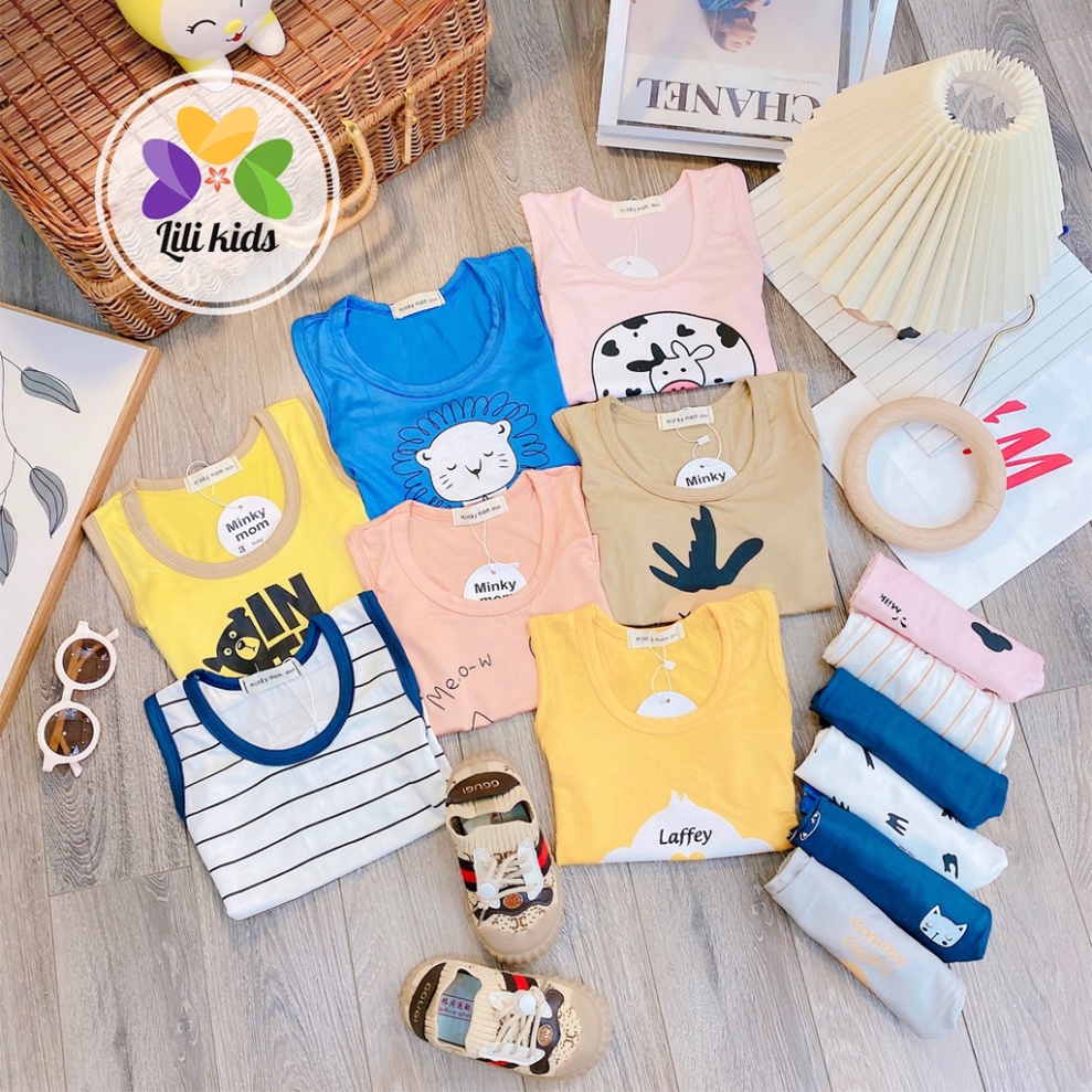 Bộ ba lỗ cho bé chất thun lạnh size đại cho bé trai bé gái từ 8-19kg LYBABAY BBL02