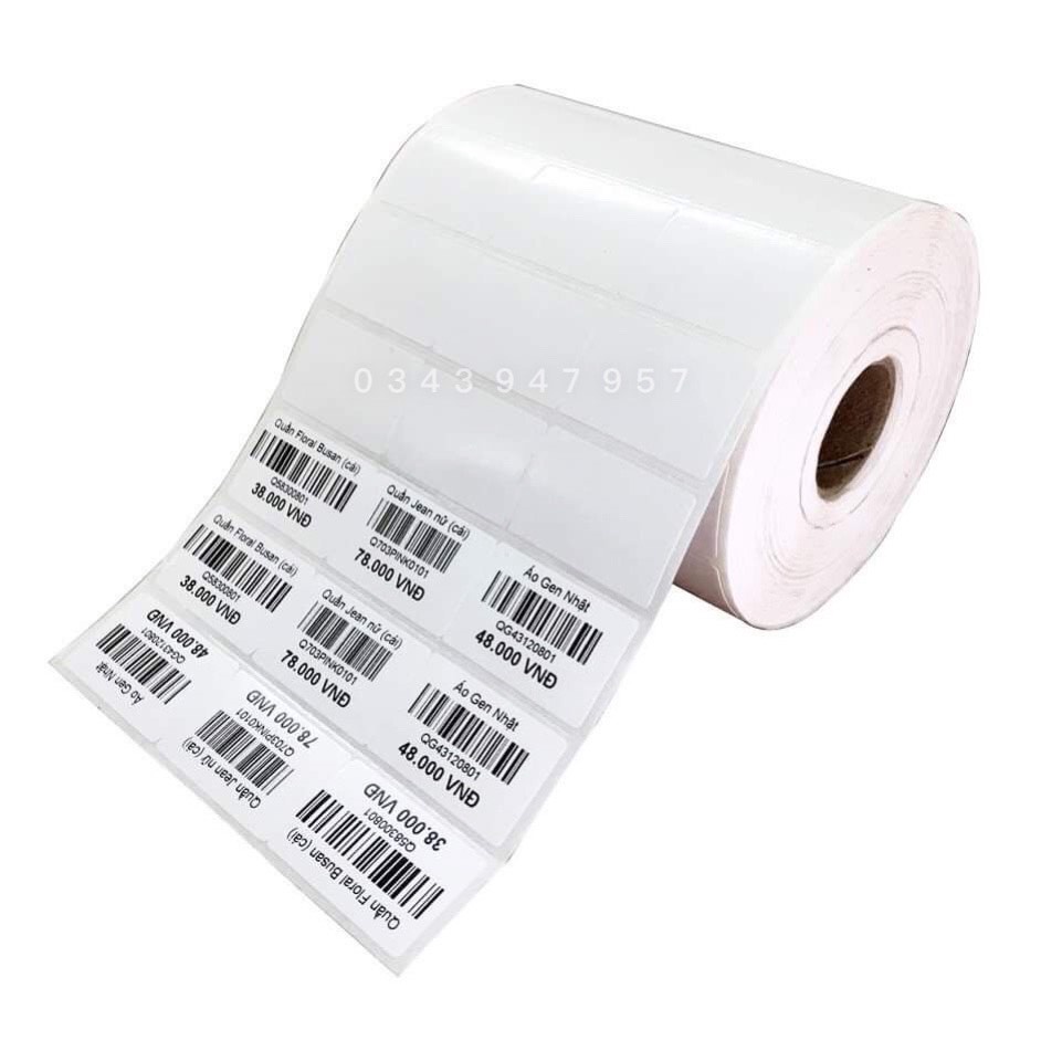 Giấy in mã vạch 3 tem khổ 35x22 - 35*22mm cho máy in Godex , TSC , Bixolon