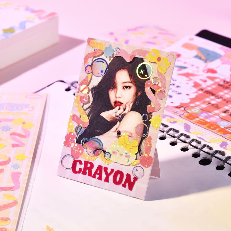 Tấm sticker hình dán ruy băng trang trí toploader, sổ