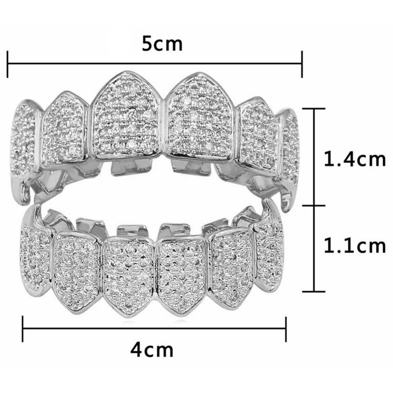 Top & Bottom Grillz Mouth Teeth Grills High Quality, Silver H8VN