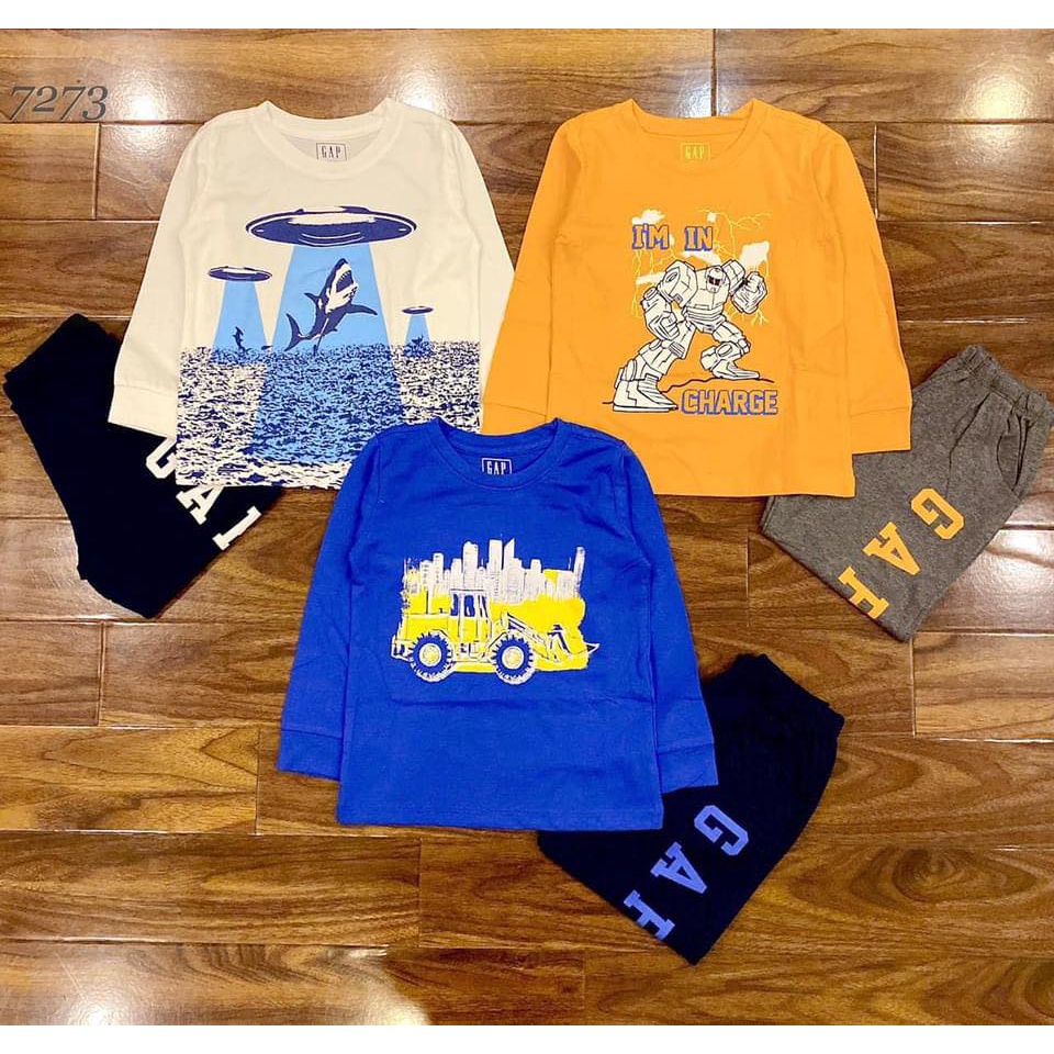 Bộ GAP đại bé trai/ Bộ bé trai tay dài size đại chất cotton in hình sắc nét - 8 mẫu mới