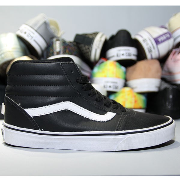 Giày Vans ward cao cổ da đen VCDD01