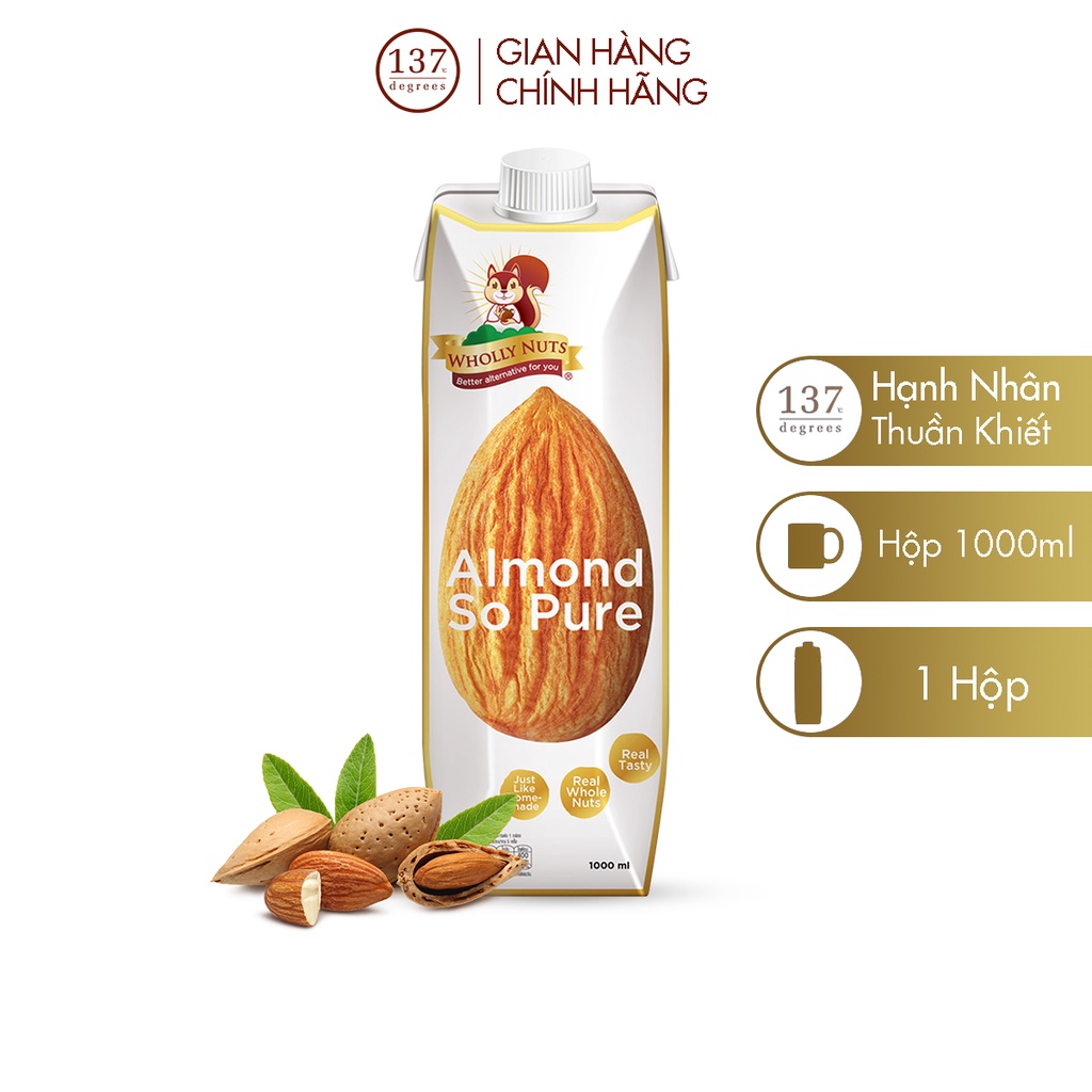 [VỊ MỚI] Sữa hạt Hạnh nhân Thuần khiết Wholly Nuts 137 Degrees 1L