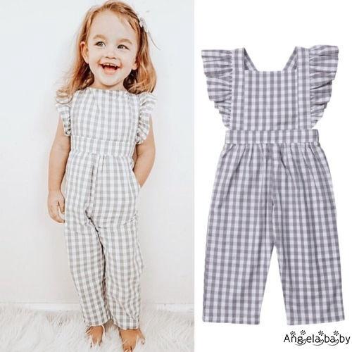 Bộ đồ liền thân màu caro xinh xắn cho bé gái