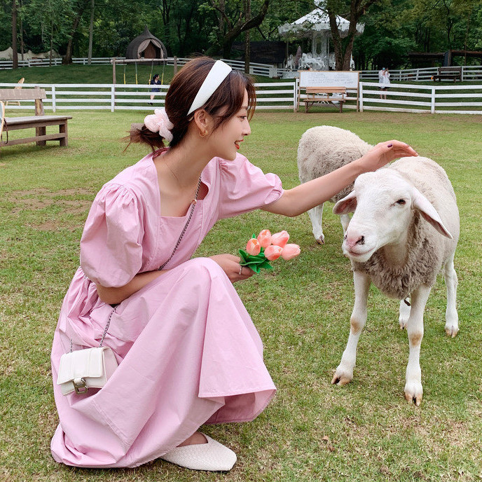 Đầm dài tay phồng thời trang pháp xinh xắn dành cho nữ