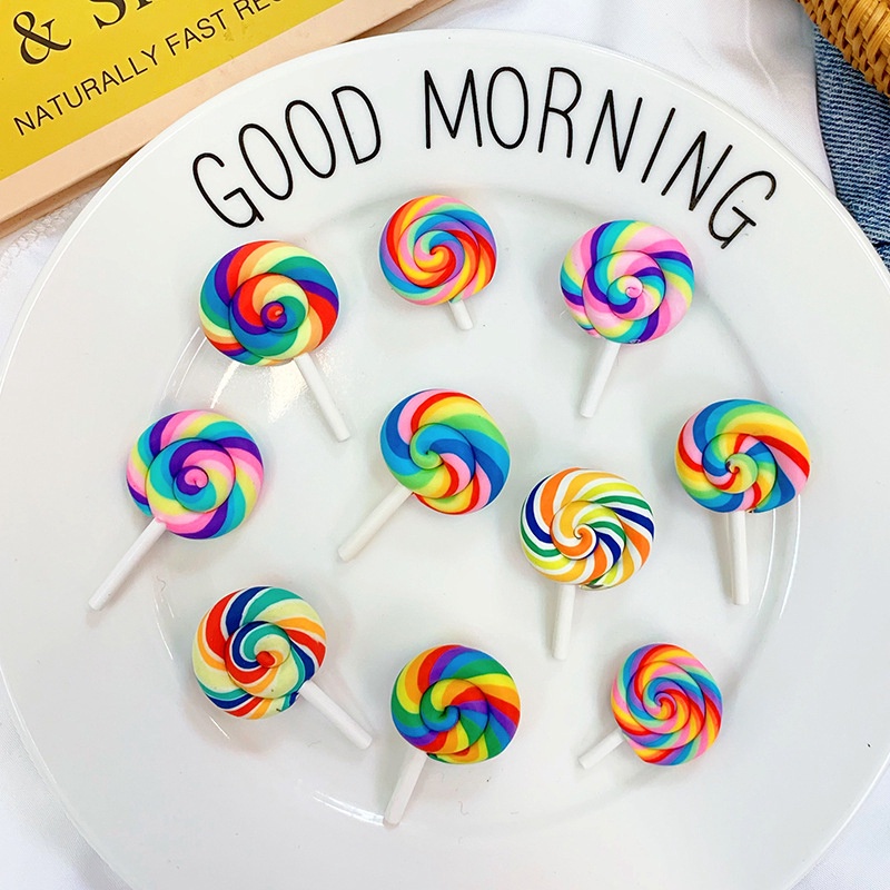 Trâm cài áo hình kẹo mút cầu vồng dễ thương