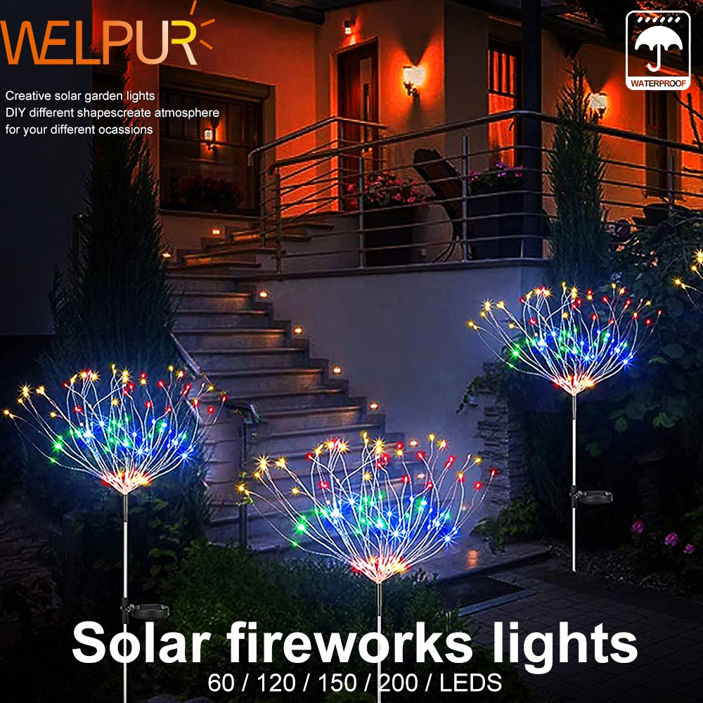 Đèn LED WELPUR hình pháo hoa màu sắc trắng ấm chống thấm nước trang trí hàng lang sân vườn