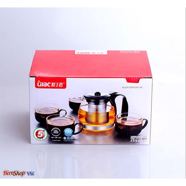 Bình Lọc Trà Thủy Tinh Tặng Kèm 4 Ly Sang Trọng - CÓ LỖi LỌC TRÀ INOX - BÌNH PHA TRÀ CHẾ CAFE TIỆN LỢI 2in1 Đẳng Cấp San