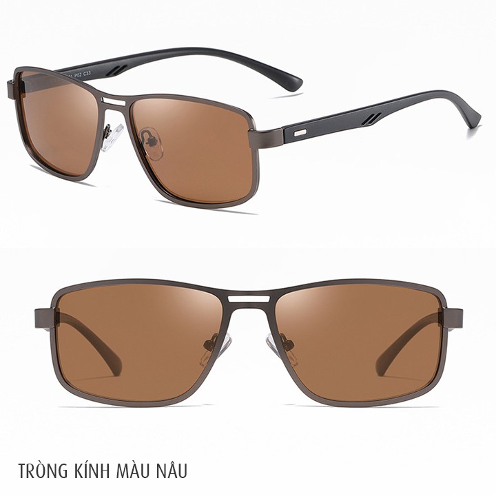 Mắt kính phân cực chống chói, chống tia UV400, gọng kim loại, tặng kèm hộp và khăn lau - MK2004