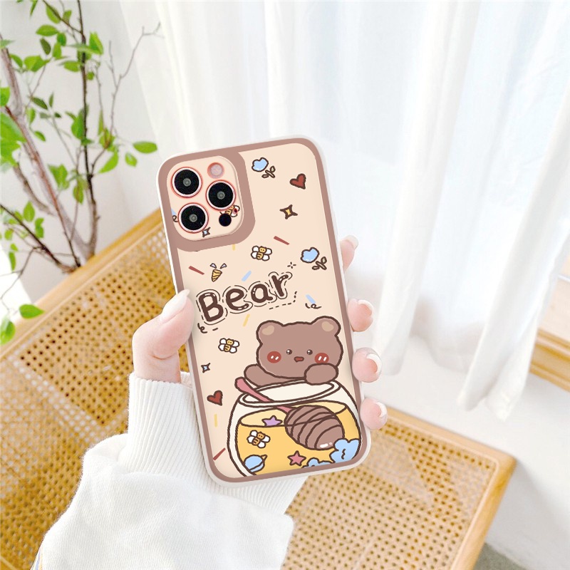 Ốp lưng iphone Chú gấu nhỏ  cạnh vuông chống sốc cho iphone 7plus 8plus x xsmax 11pro max 12pro 12promax13promax tr1108