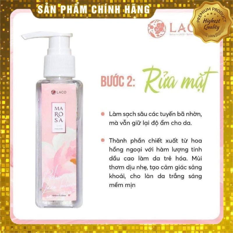 Sửa Rửa Mặt Marosa 💝FREESHIP💝 Sữa Rửa Mặt Organic Làm Sạch Sâu Các Tuyến Bả Nhờn Dưỡng Ẩm - Marosa Laco Dạng Gel Trong