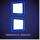 Đèn led nổi ốp trần 24w vuông 2 màu 3 chế độ ánh sáng trắng xanh dương ( Bóng Lốp)