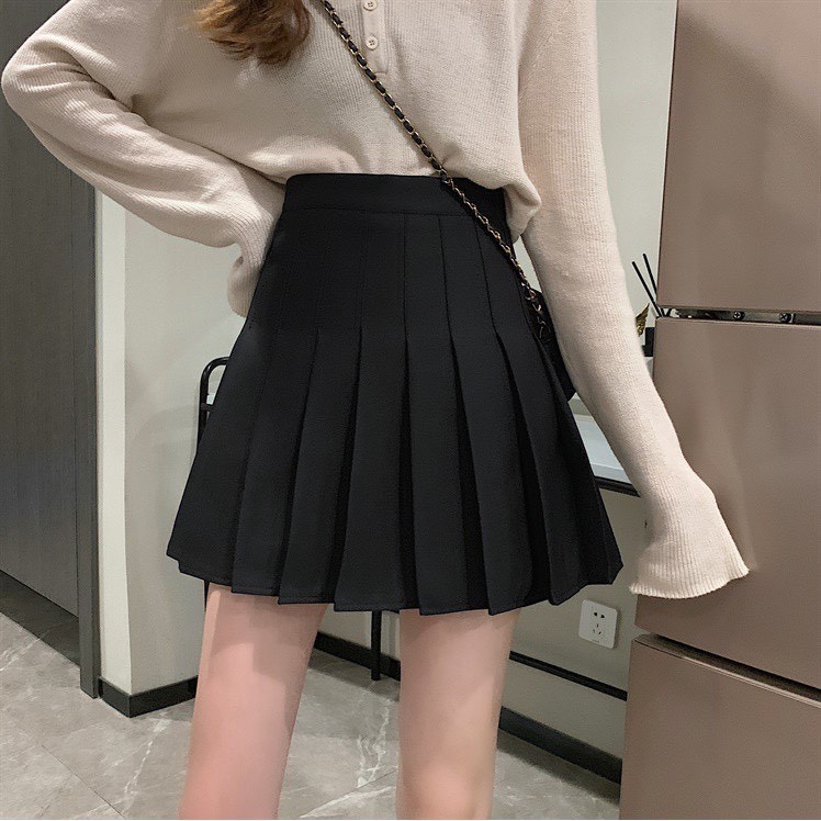 [V02] Chân váy tennis xếp ly màu trắng đen xếp ly skirt cạp lưng cao ngắn chữ a phong cách ulzzang | BigBuy360 - bigbuy360.vn