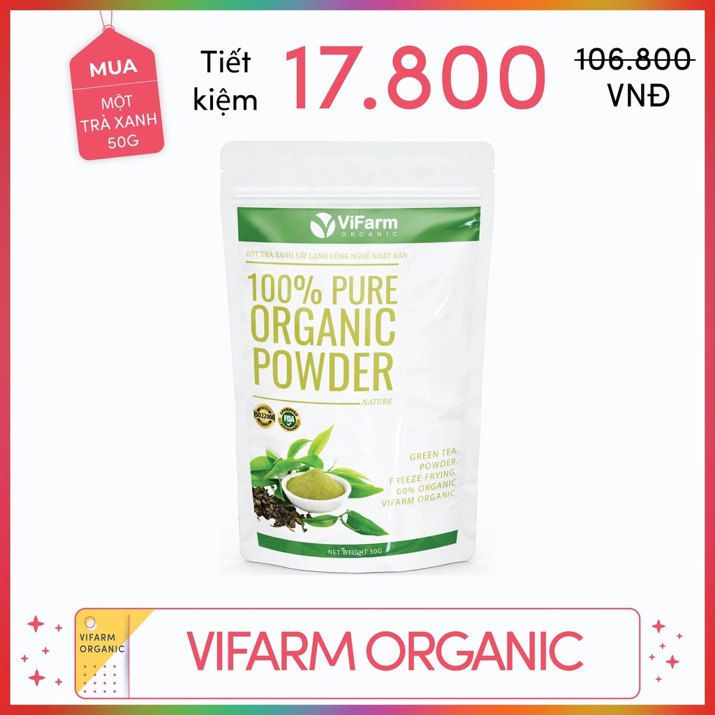 Bột matcha trà xanh VIFARM 50gram, bột làm bánh, đắp mặt, từ 100% trà xanh nguyên chất | BigBuy360 - bigbuy360.vn