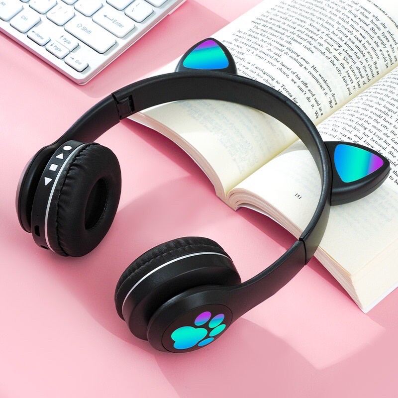 Tai Nghe Mèo Mẫu Mới Nhất Chống Ồn, Tai Nghe Bluetooth Âm Hay Tặng Kèm Dây 3.5