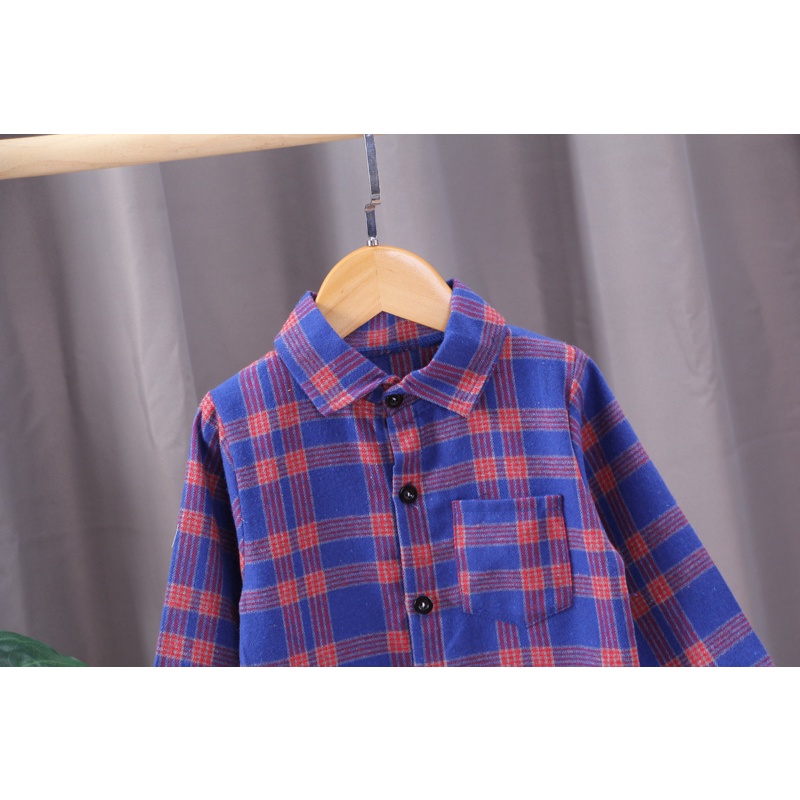 Áo sơ mi caro tay dài thời trang cho bé trai