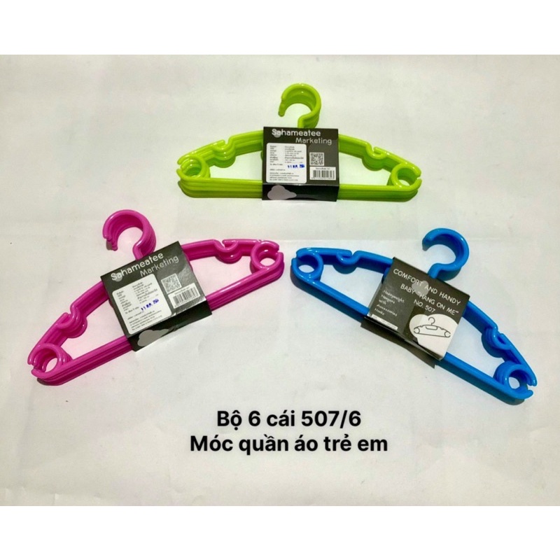 Bộ móc nhựa quần áo trẻ em (bộ 6 )Hàng NK thái lan -507/6