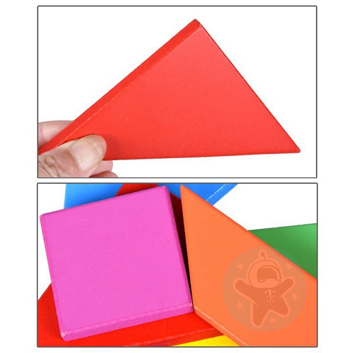 Đồ chơi montessori thông minh xếp hình Tangram gỗ cho trẻ tư duy phát triển trí tuệ Space Kids