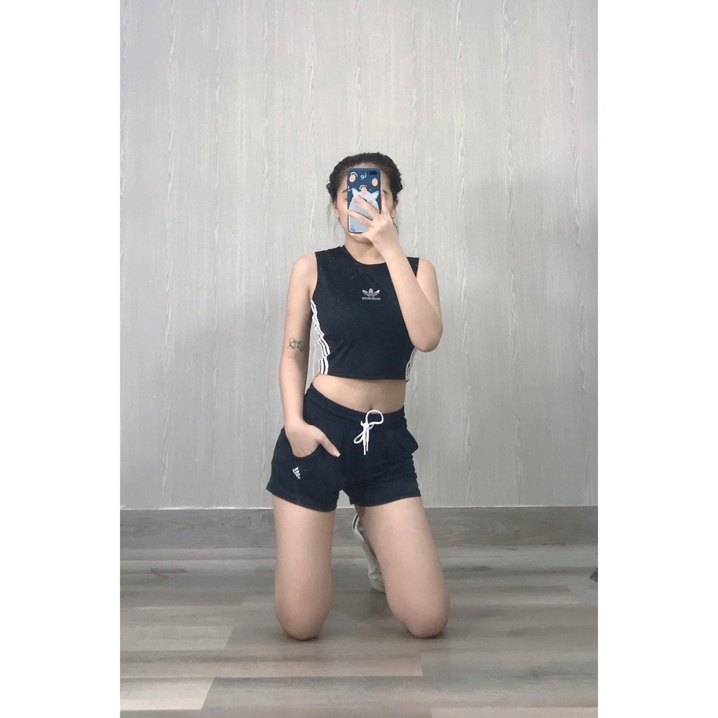 Áo Croptop Tập Gym Yoga Aerobic Nữ Vải Thun Poly Co Dãn Tốt Tôn Dáng Eva Bin Sports A026