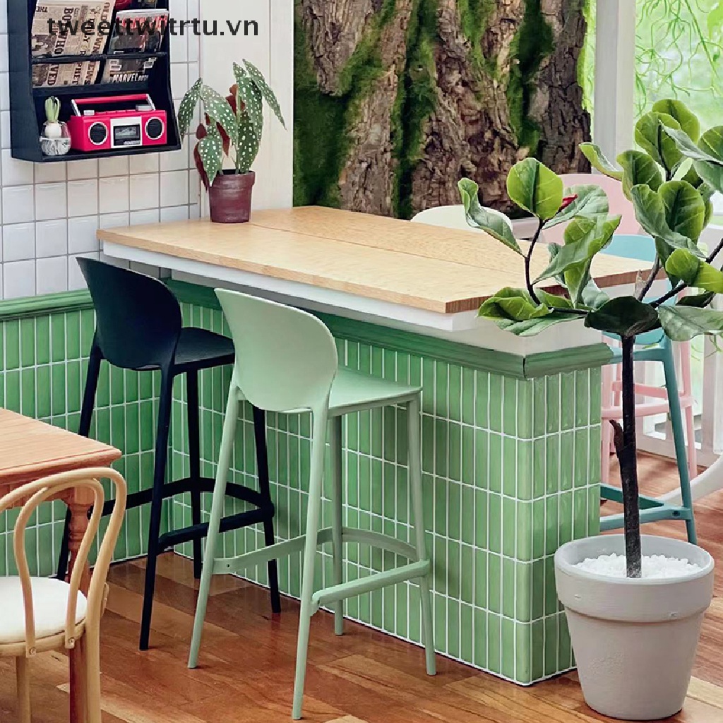 Giấy Dán Tường Giả Gạch Màu Trắng Trang Trí Nhà Búp Bê Tỉ Lệ 1: 12