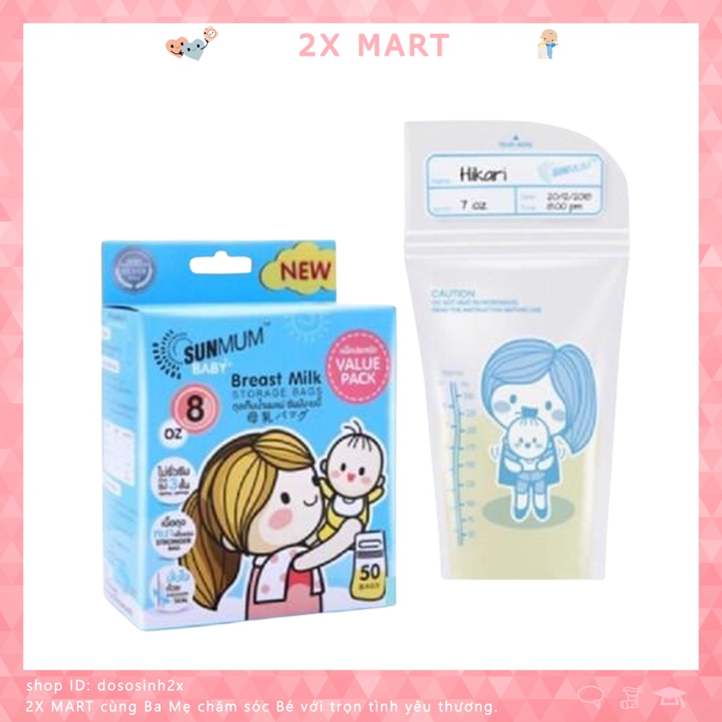 Túi trữ sữa Sunmum Thái Lan loại 250ml đựng sữa mẹ an toàn tiện dụng