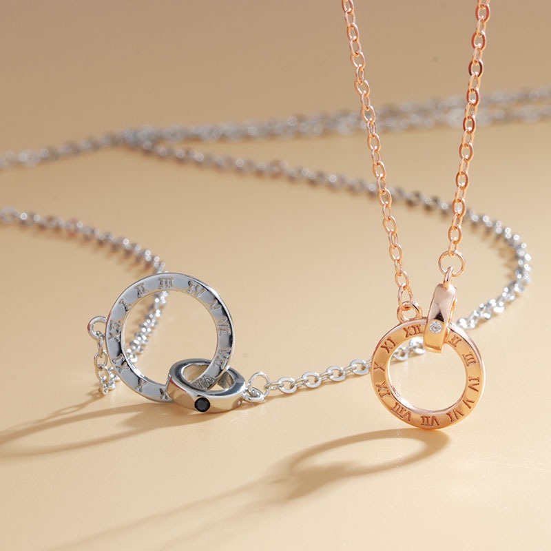 Cặp Vòng cổ Mặt Số La Mã Thời Trang Cho Cặp Đôi