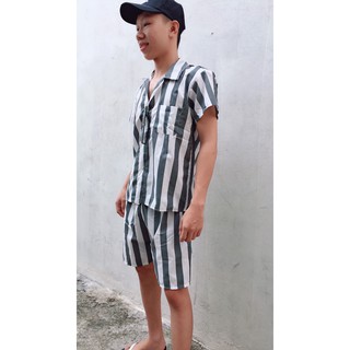Bộ quần áo hè nam kẻ sọc, bộ tù cao cấp Có size nhé
