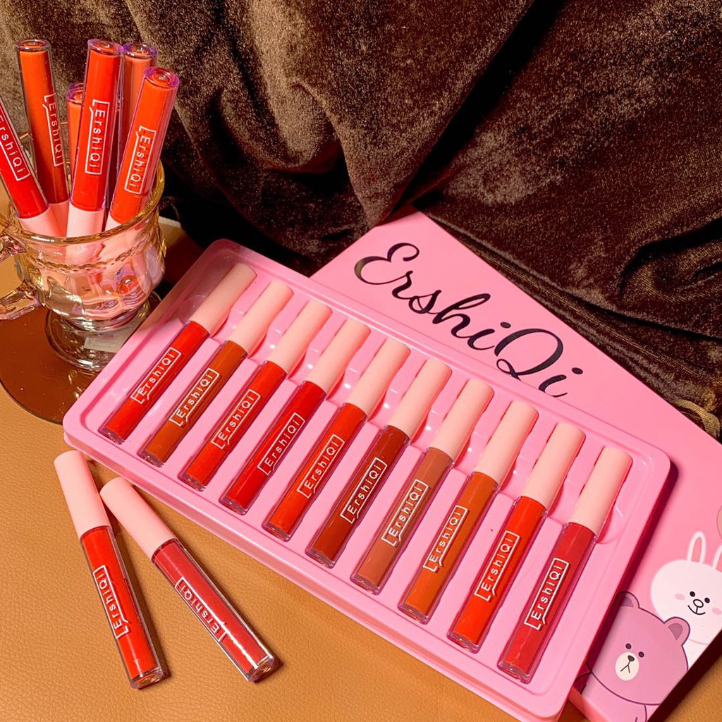 Set 10 Cây Son Kem Lì tint ERSHIQI Fluffy Lip Glaze