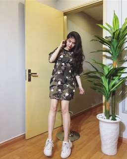 Đầm suông hoạ tiết