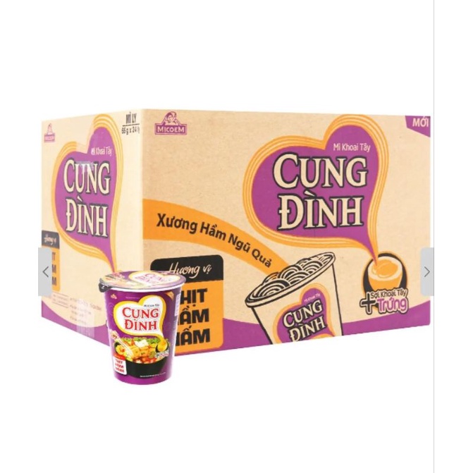 Thùng mì khoai tây cung đình vị thịt hầm nấm 65gr x 24 ly