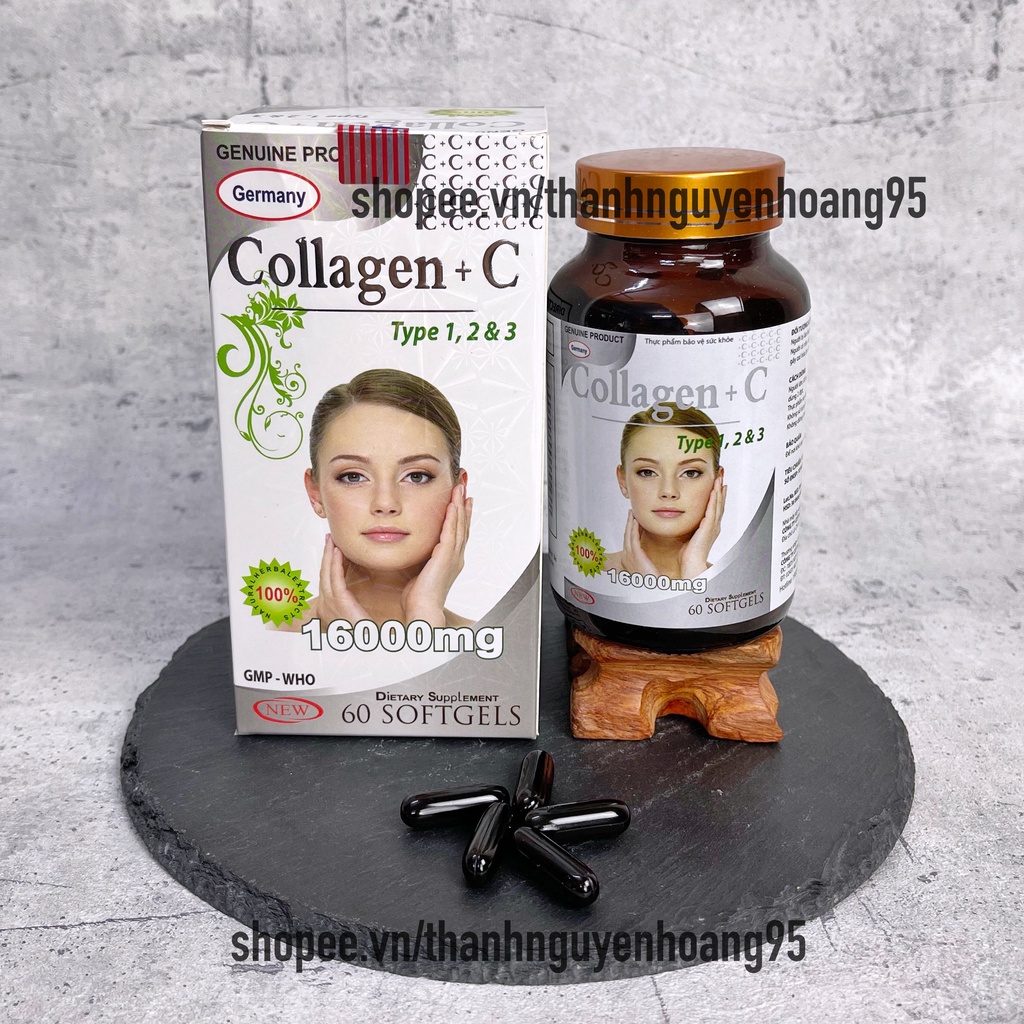 Viên uống COLLAGEN +C bổ sung collagen, vitamin e giúp chống lão hóa, cải thiện nếp nhăn - Hộp 60 viên dùng 30 ngày