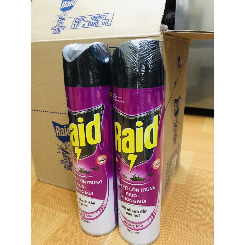BÌNH XỊT CÔN TRÙNG RAID KHÔNG MÙI 600ML