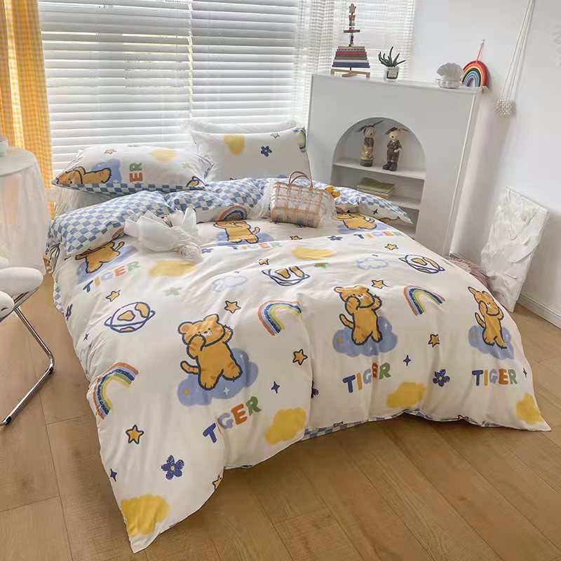 Bộ chăn ga gối cotton living nhập khẩu lonaabedding họa tiết hổ cute ( fullsize)