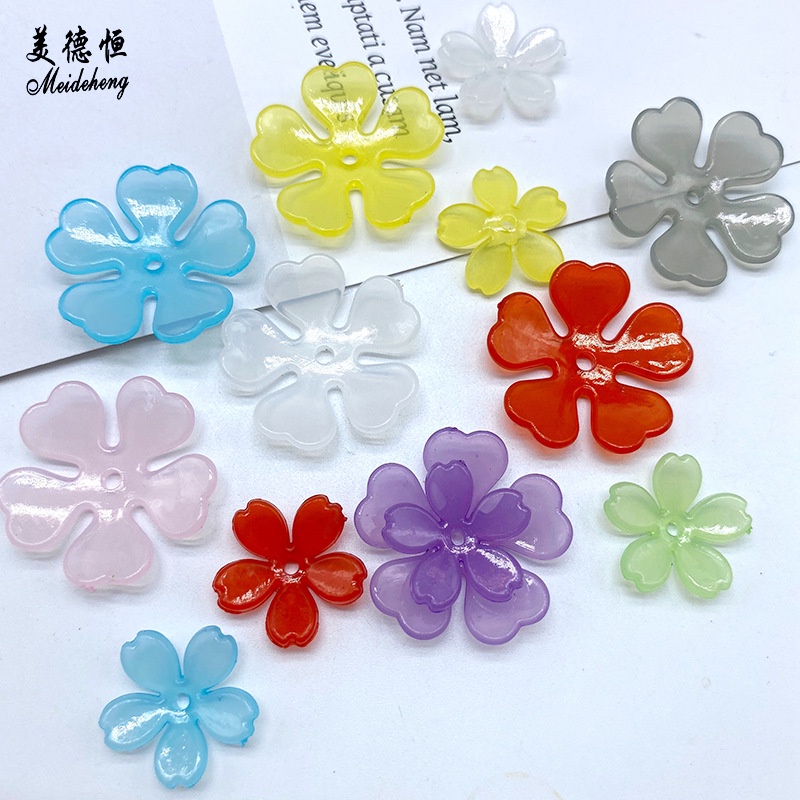 (50g khoảng 60 cái) Hoa nhựa ngọctrai 5 cánh, Nguyên liệu làm trang sức handmade