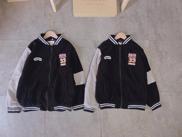 Áo khoác bomber thể thao 33 phối tay nhung gân