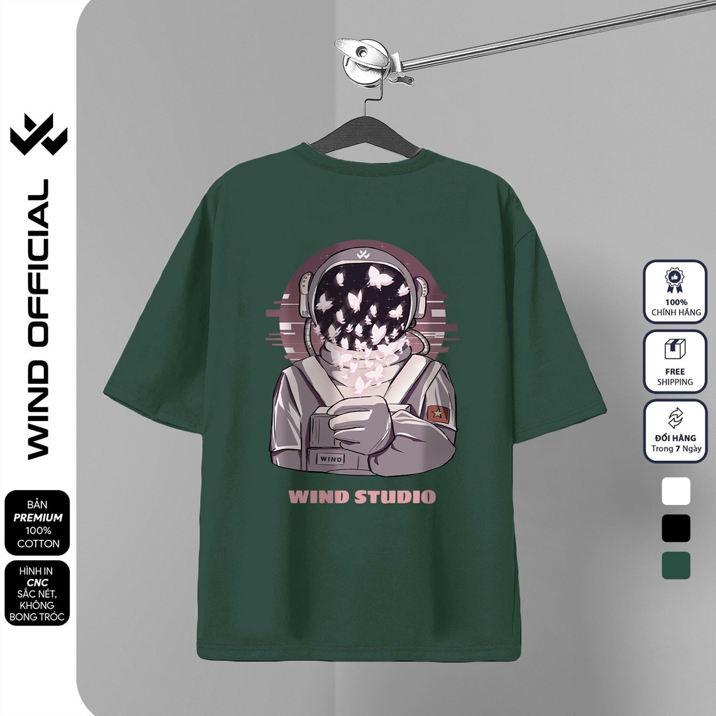 Áo thun tay lỡ unisex WIND phông form rộng 65% Astronaut nam nữ oversize ulzzang