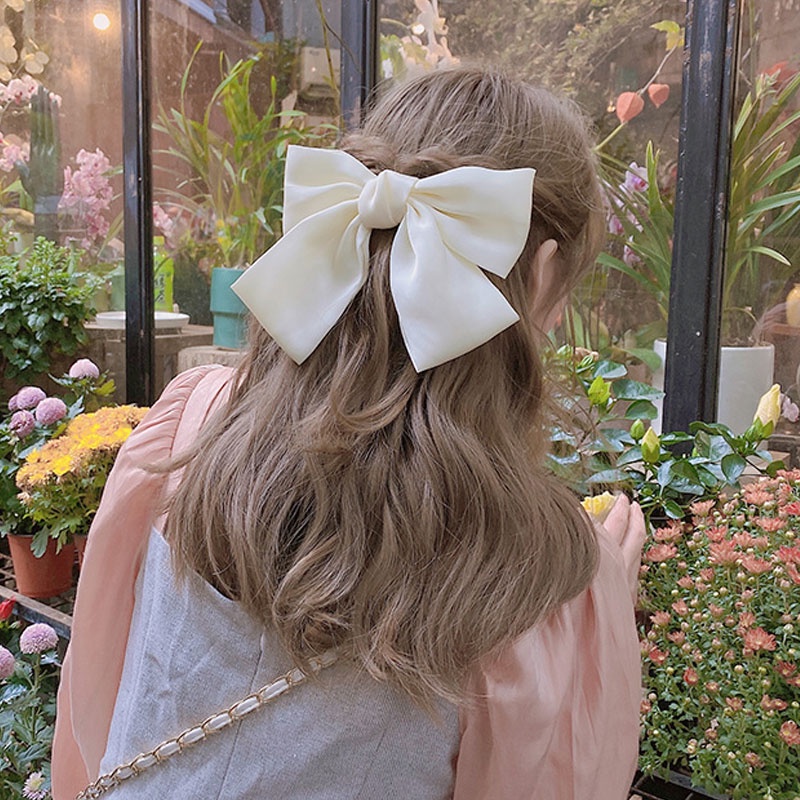 Kẹp Tóc Nơ Lớn Màu Đen Phong Cách Hàn Quốc Cho Nữ