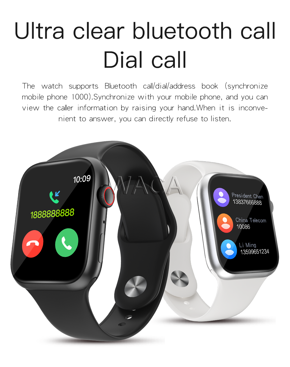 Rotary button 1:1 Series 5  Bluetooth 44mm IWO Siri Call Long standby T68pro Smart Watch Smart bracelet Bluetooth Play Music Heart Rate Monitoring PK IWO13 K8 W6