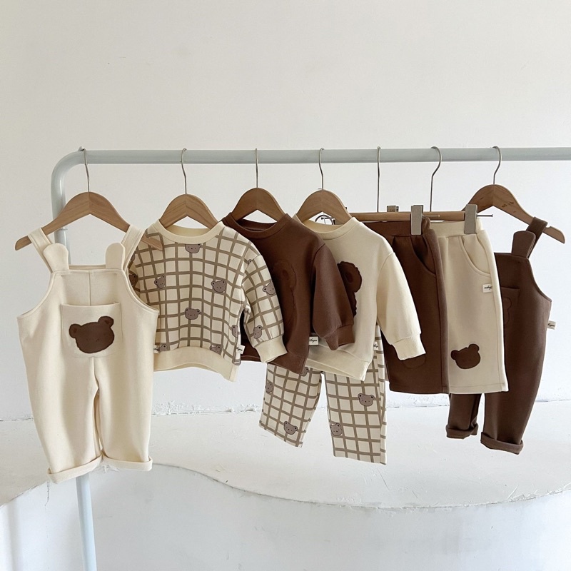 Yếm vintage - Áo hoodie cho bé phong cách Hàn Quốc