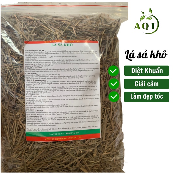 1kg Lá Sả (Khô, Sạch) Xông Nhà Diệt Khuẩn, Giải Cảm