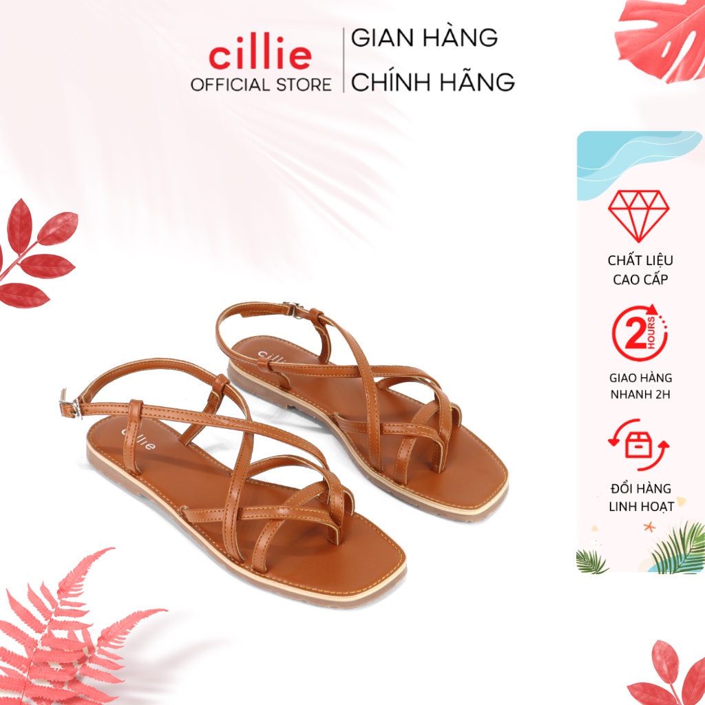 Giày sandal nữ đế bệt đan dây xỏ ngón thời trang đi biển đi chơi trẻ trung năng động cao cấp Cillie 1061