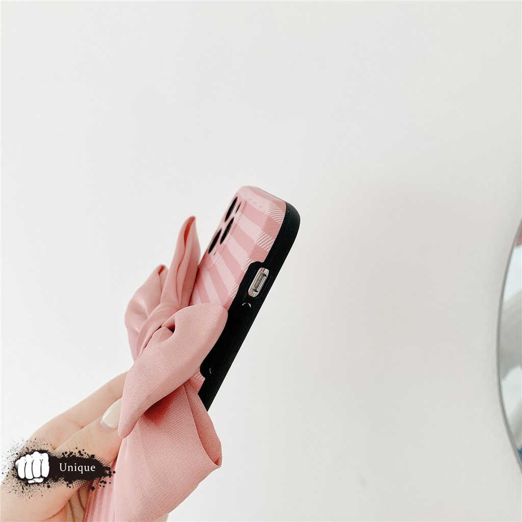 Ốp Điện Thoại Lụa Màu Hồng Đính Nơ Xinh Xắn Phong Cách Nhật Bản Cho 12 / 11pro / Max Apple X / Xs / Xr / Mini Mobile | BigBuy360 - bigbuy360.vn