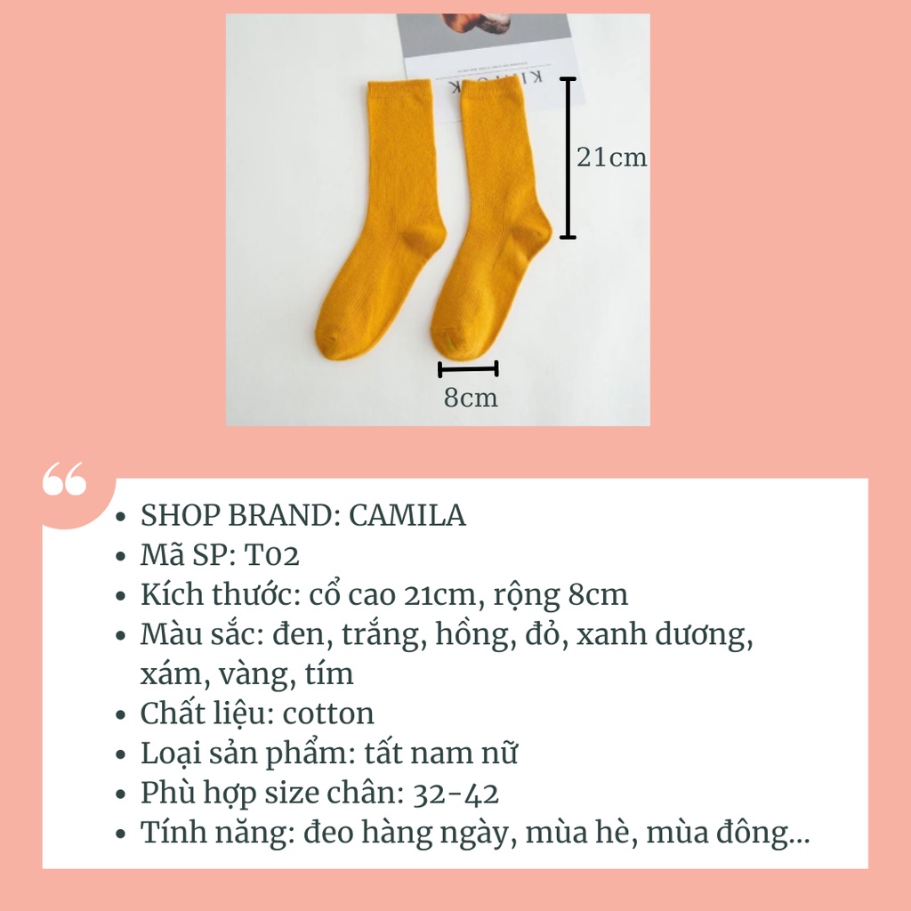 Tất nữ cổ cao cute dễ thương chất liệu cotton Hàn Quốc CAMILA T02