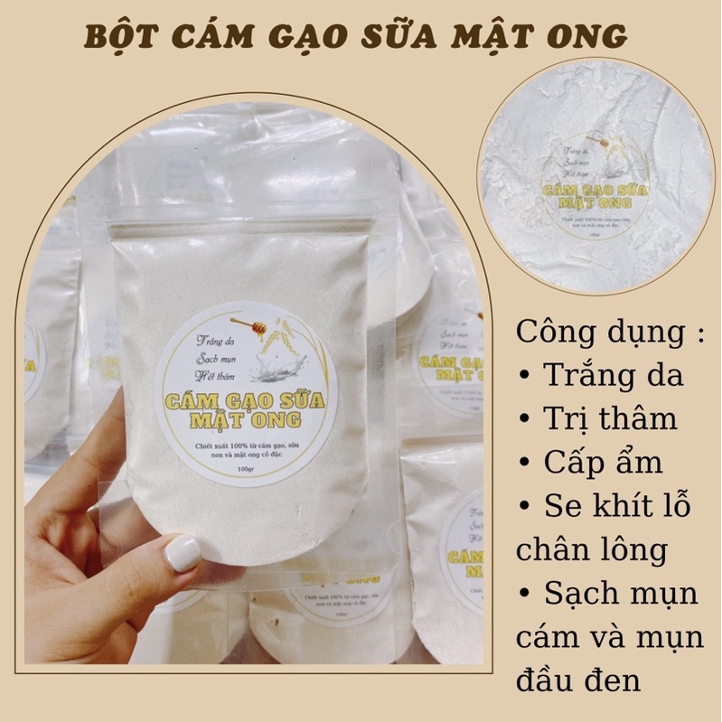 Bột rửa mặt tẩy da chết cám gạo sữa mật ong (100% thiên nhiên)