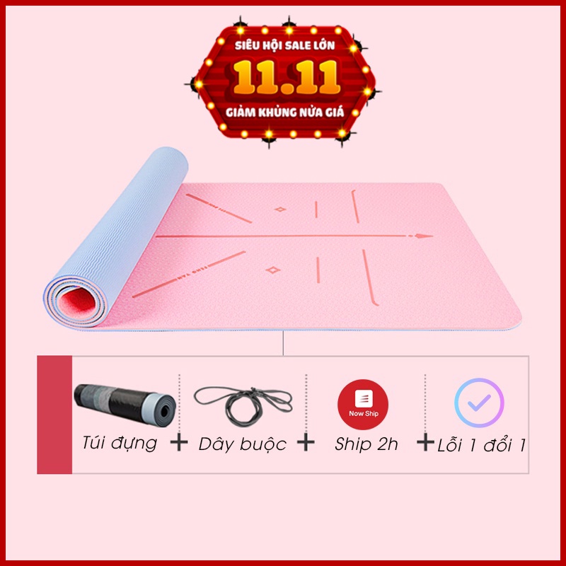 Thảm tập Yoga định tuyến 8mm TPE cao cấp, êm ái, không mùi, chống trượt tặng kèm túi đựng DT-SPOST