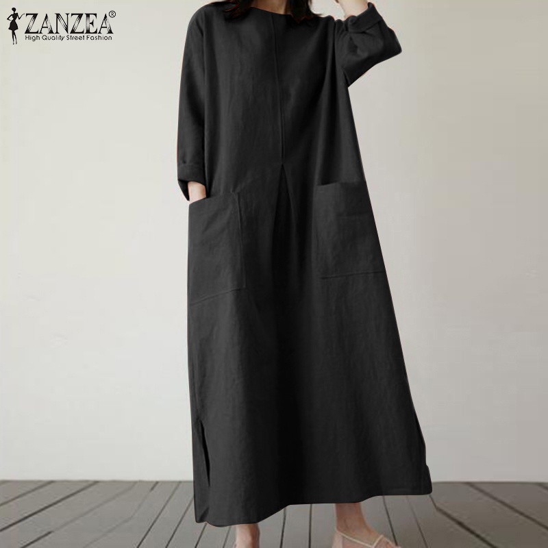 Đầm ZANZEA tay 3/4 dáng rộng phong cách châu Âu cá tính cho nữ