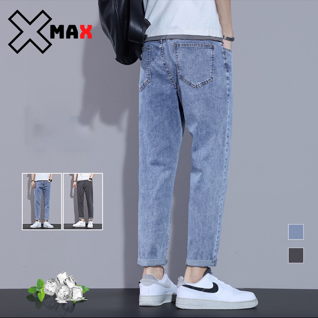 Quần jean baggy nam ống suông ống rộng vừa hotrend Hàn Quốc, Quần bò baggy nam dáng rộng MAXSTORE B010