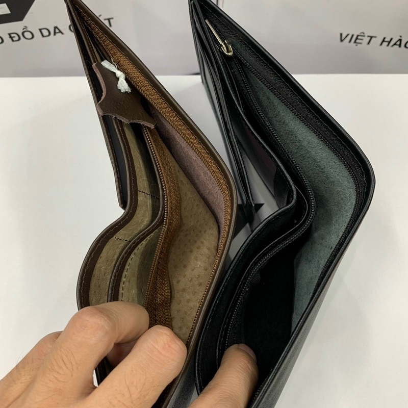 Ví Nam, Bóp Nam Da Bò Nguyên Miếng Được Dập Logo Việt Hào