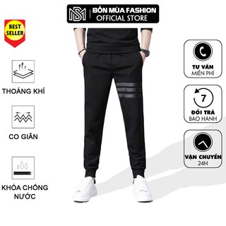 Quần dài nam ống côn - Quần jogger nỉ nam 3 sọc đen ngang ống bó cao cấp trẻ trung năng động, QD065