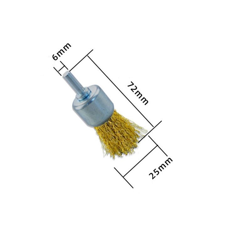 Chổi đánh rỉ lắp máy khoan nhiều kích thước chuôi 6mm